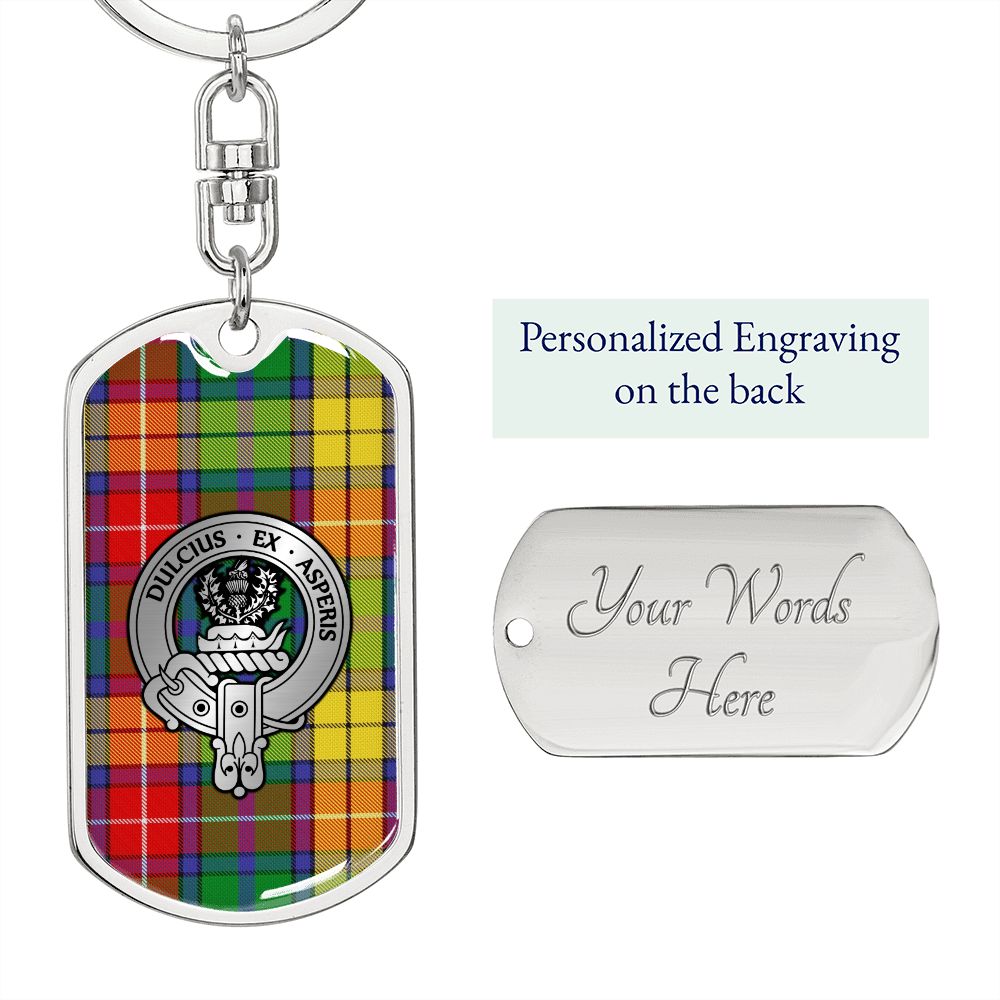 Clan Buchanan Crest & Tartan Dog Tag Keychain