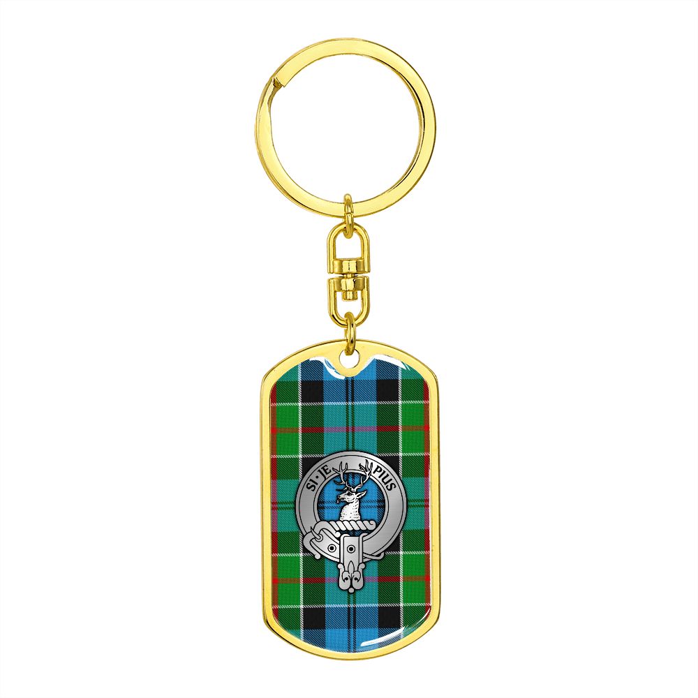 Clan Colquhoun Crest & Tartan Dog Tag Keychain