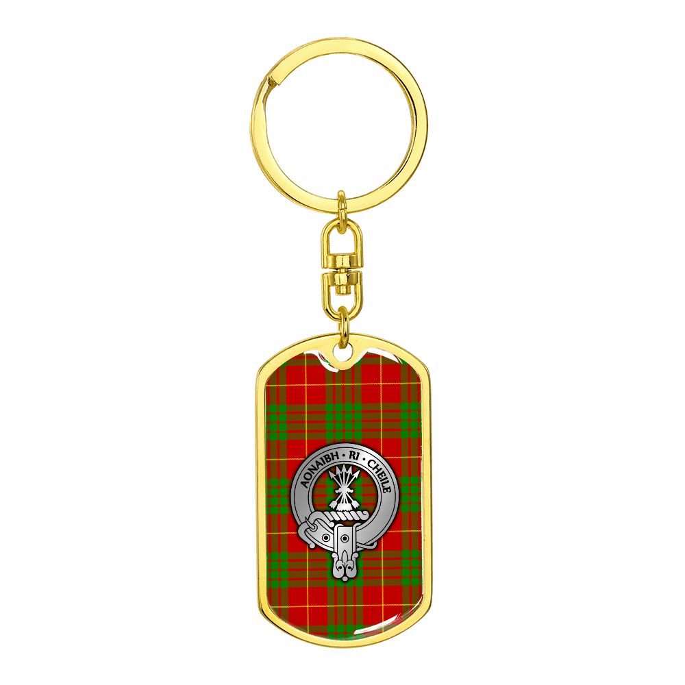 Clan Cameron Crest & Tartan Dog Tag Keychain