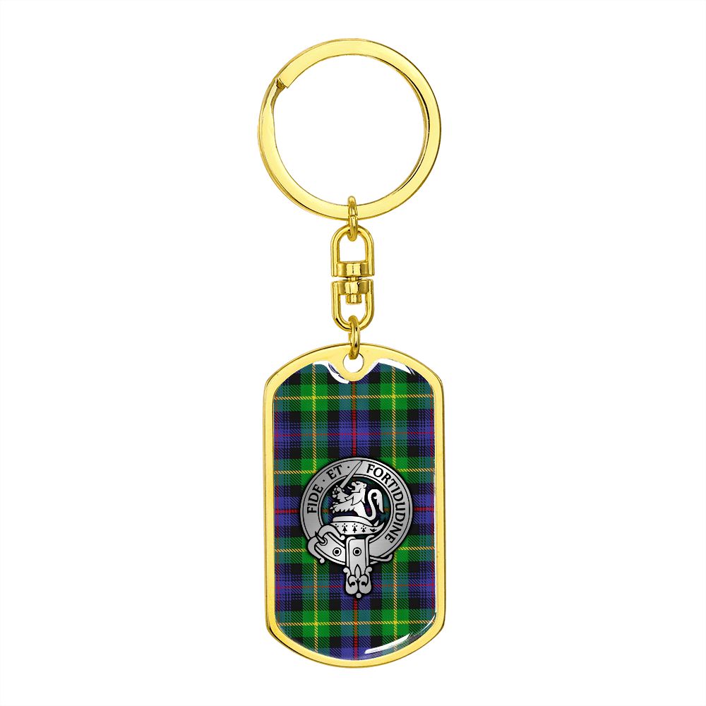 Clan Farquharson Crest & Tartan Dog Tag Keychain