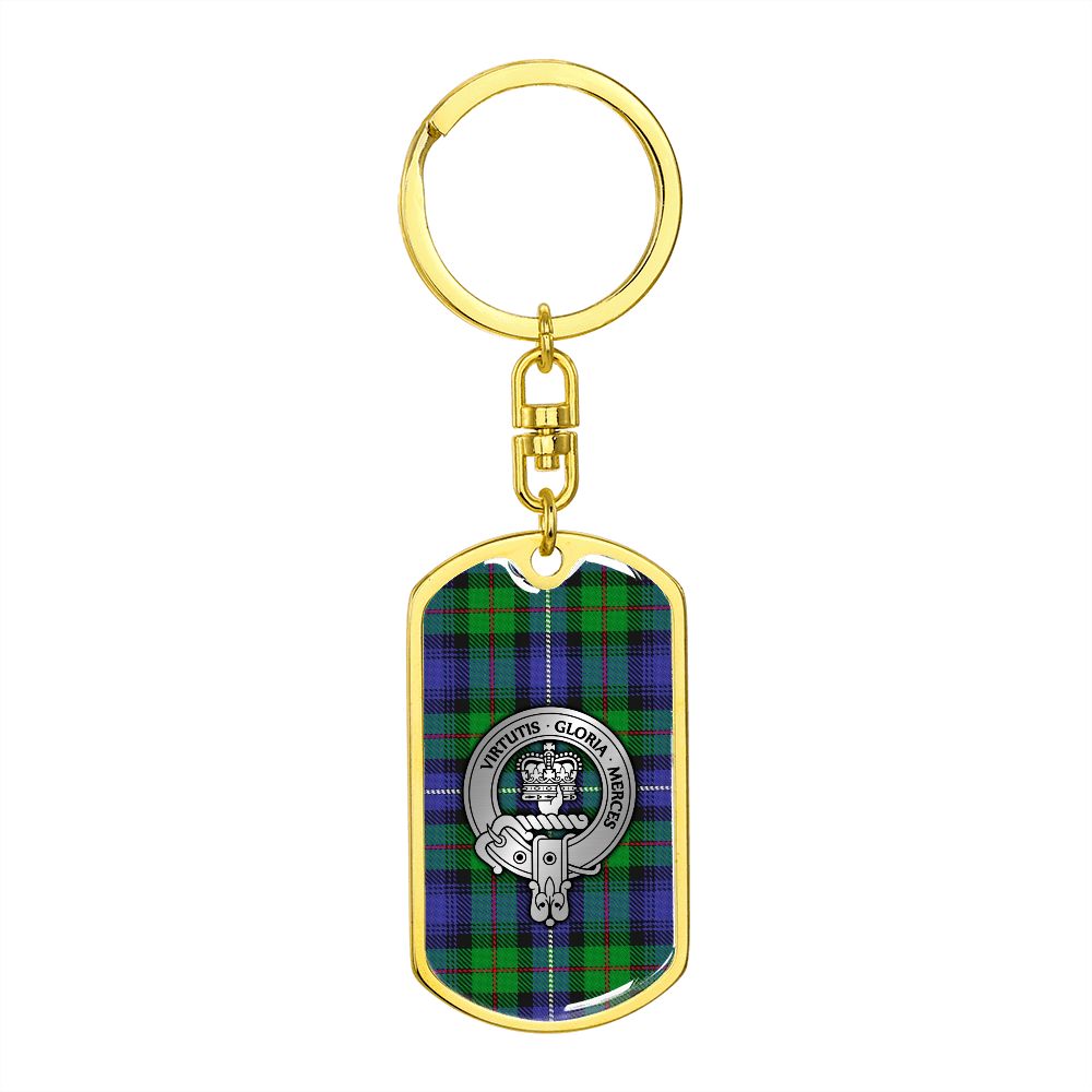 Clan Donnachaidh Crest & Tartan Dog Tag Keychain