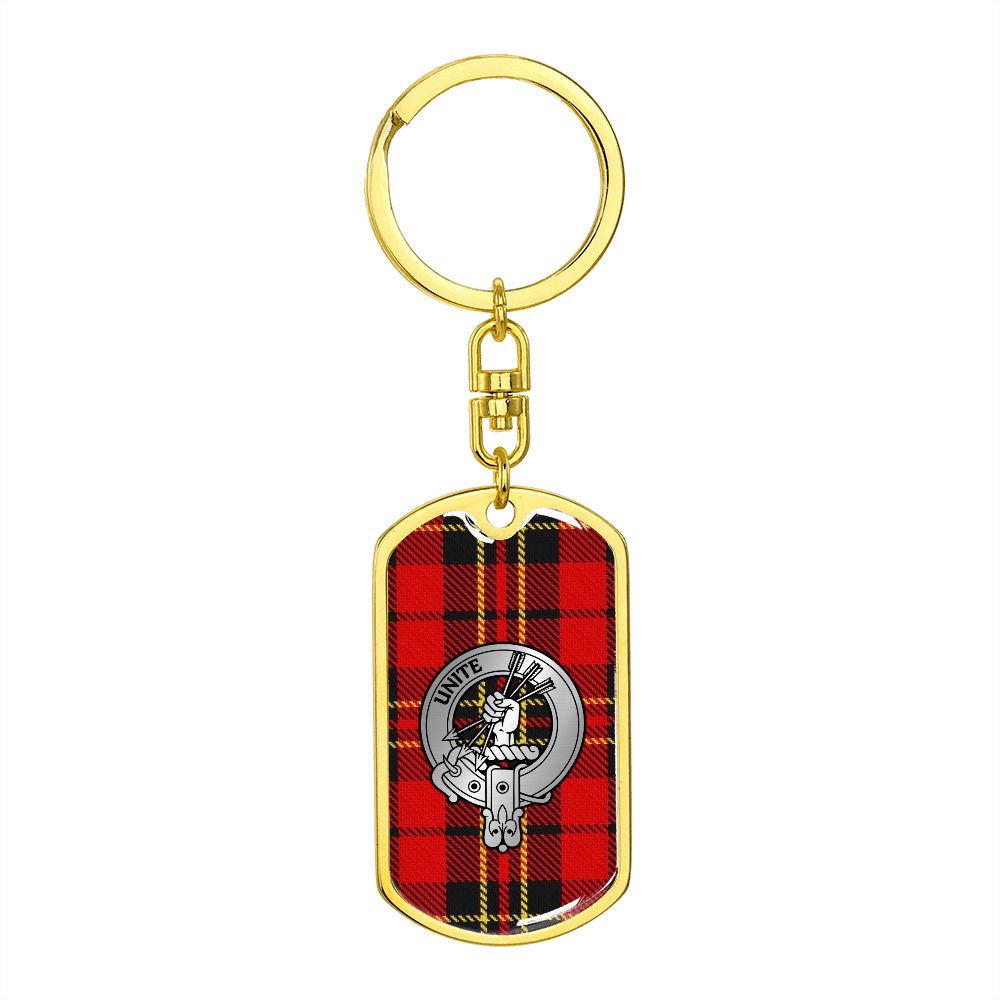 Clan Brodie Crest & Tartan Dog Tag Keychain