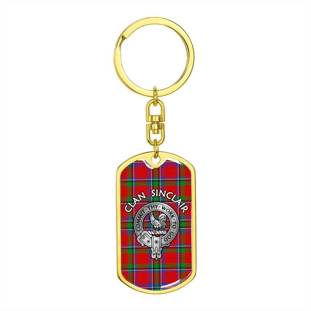 Clan Sinclair Crest & Tartan Dog Tag 2 Keychain