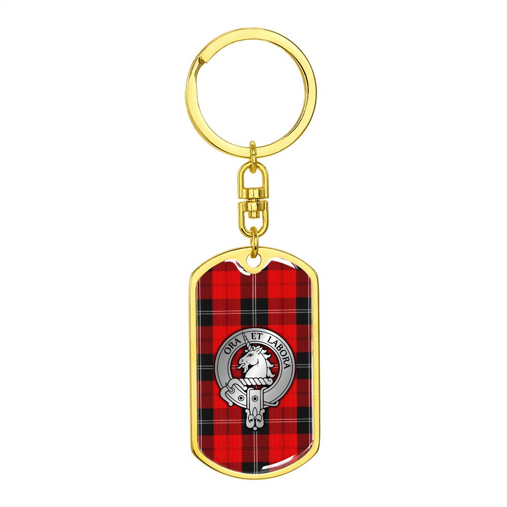 Clan Ramsay Crest & Tartan Dog Tag Keychain