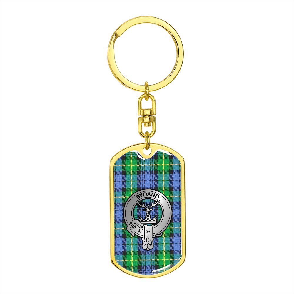 Clan Gordon Crest & Tartan Dog Tag Keychain