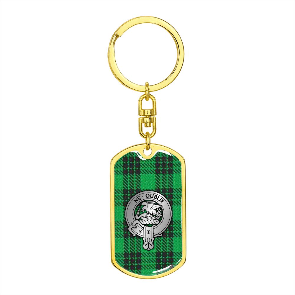 Clan Graham Crest & Tartan Dog Tag Keychain