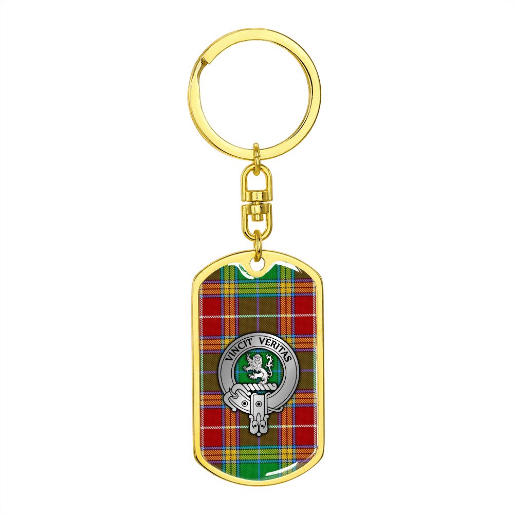 Clan Baxter Crest & Tartan Dog Tag Keychain