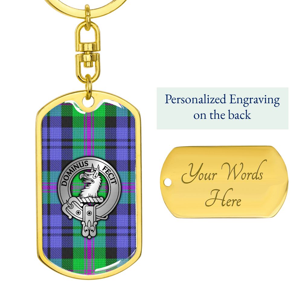 Clan Baird Crest & Tartan Dog Tag Keychain