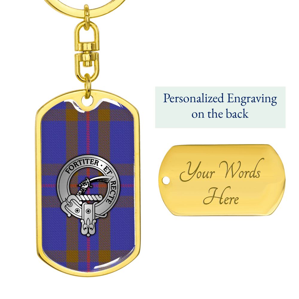 Clan Eliott Crest & Tartan Dog Tag Keychain