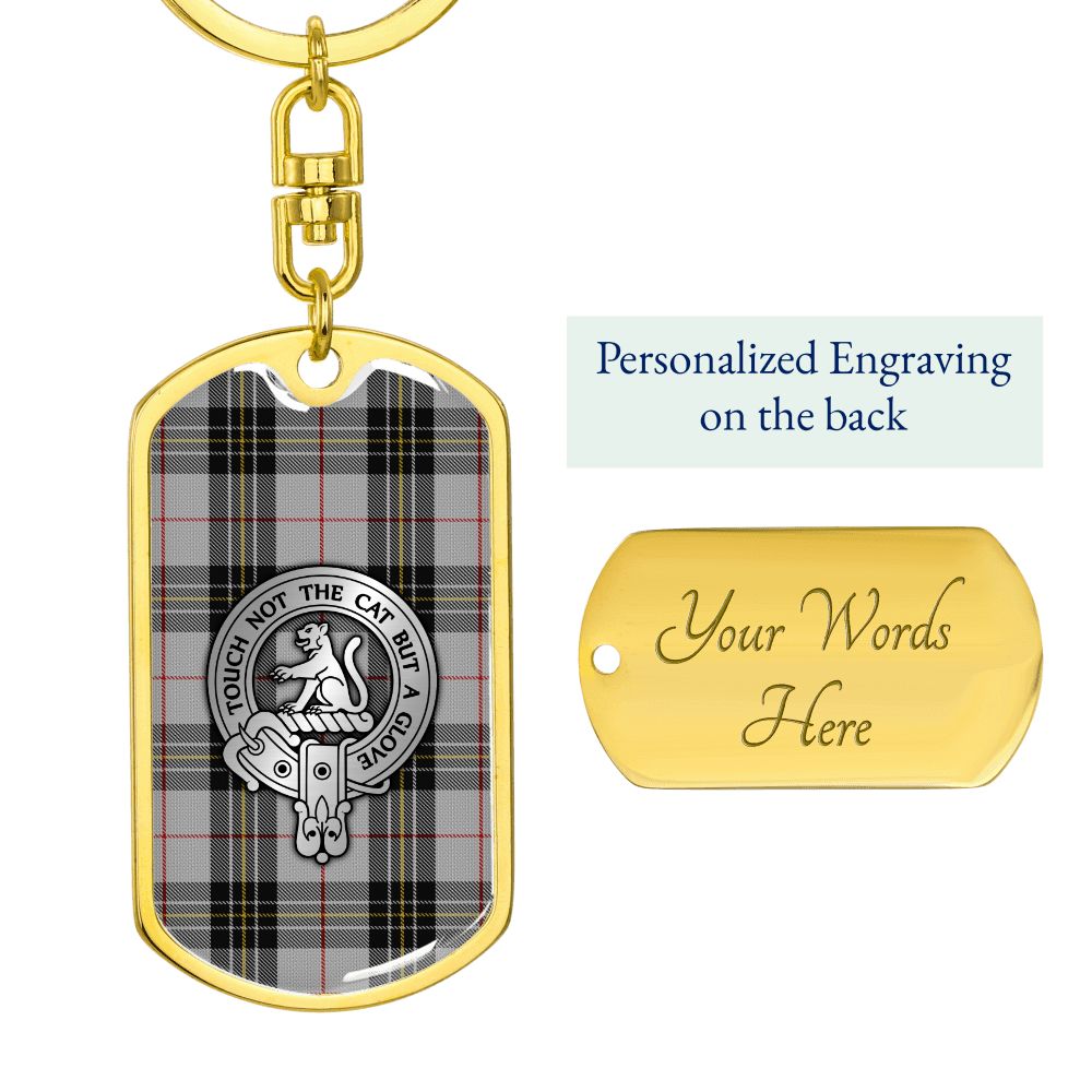 Clan MacPherson Crest & Tartan Dog Tag Keychain