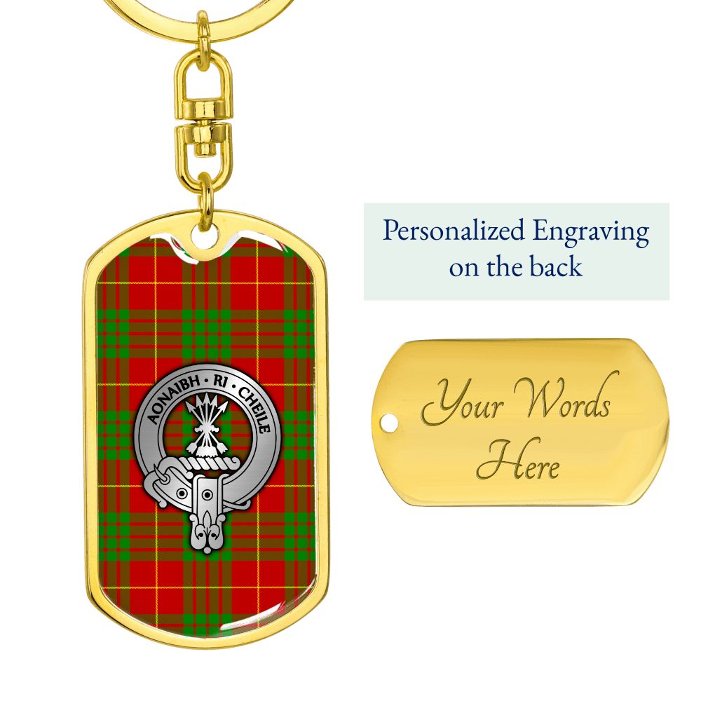 Clan Cameron Crest & Tartan Dog Tag Keychain