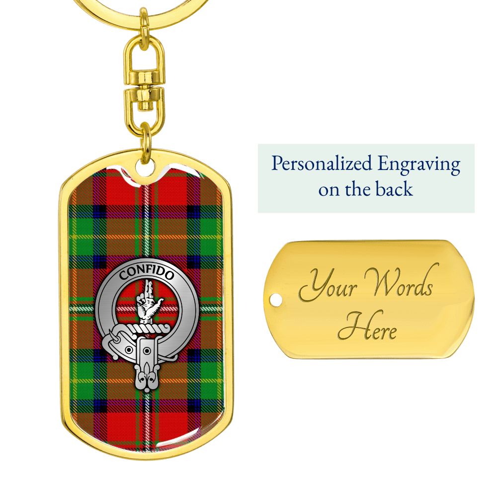 Clan Boyd Crest & Tartan Dog Tag Keychain