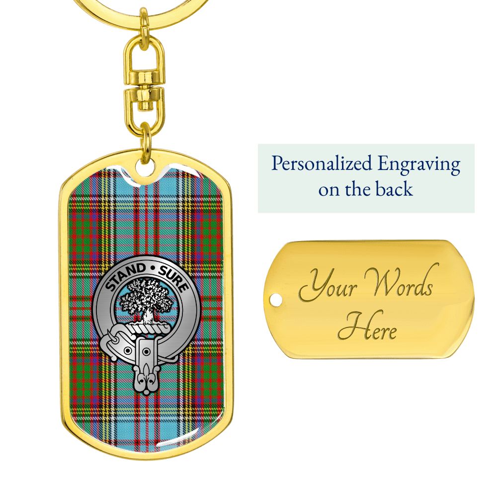 Clan Anderson Crest & Tartan Dog Tag Keychain