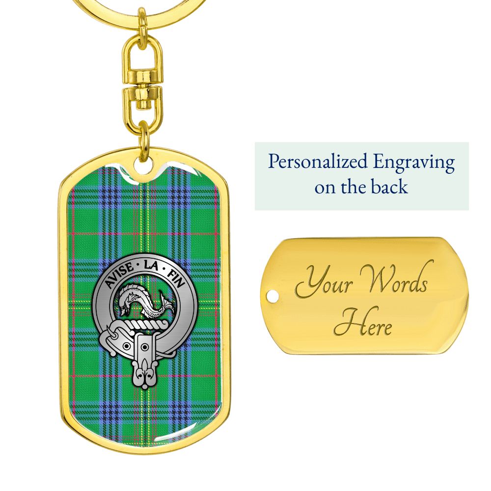 Clan Kennedy Crest & Tartan Dog Tag Keychain