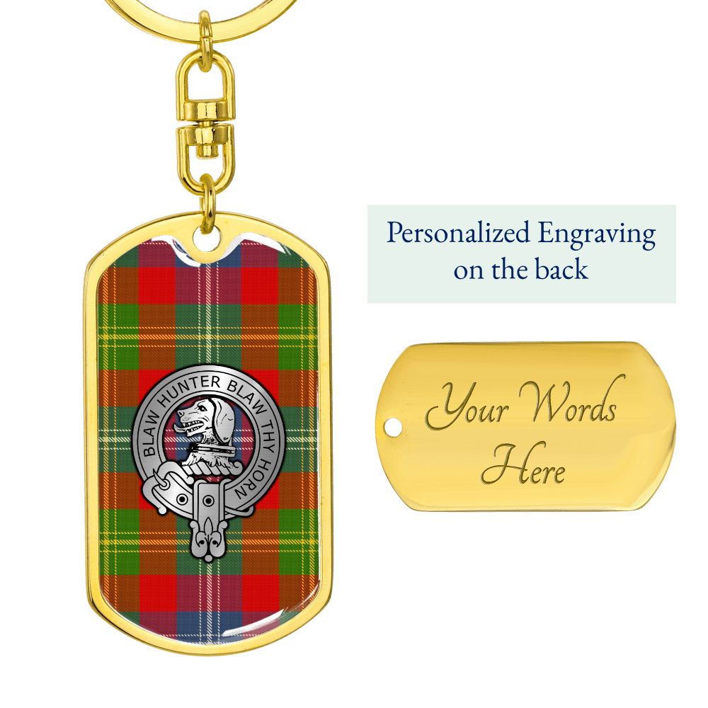 Clan Forrester Crest & Tartan Dog Tag Keychain