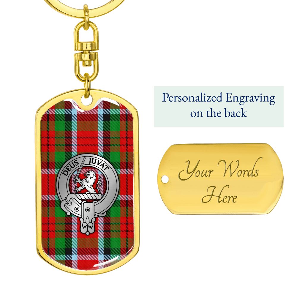 Clan MacDuff Crest & Tartan Dog Tag Keychain