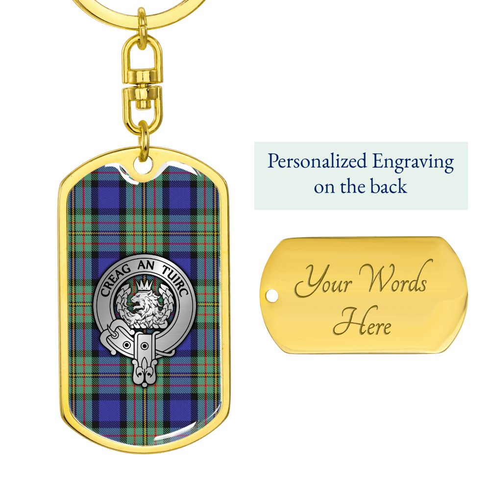 Clan MacLaren Crest & Tartan Dog Tag Keychain