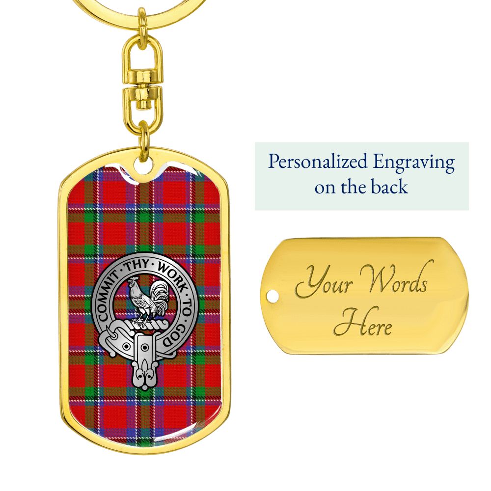 Clan Sinclair Crest & Tartan Dog Tag Keychain