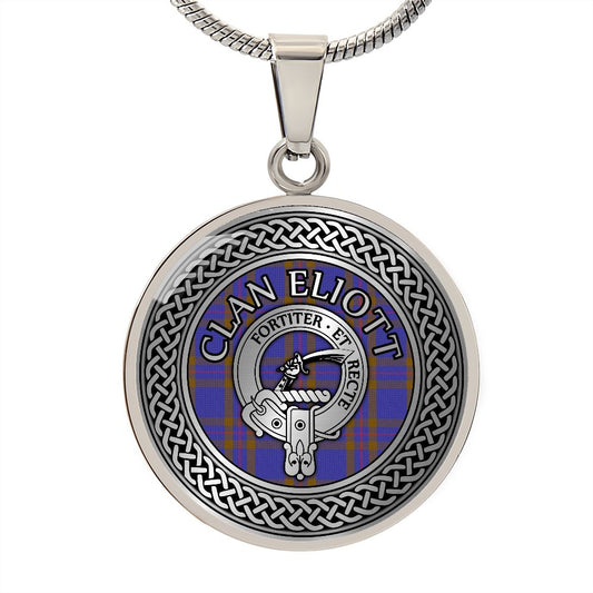 Clan Eliott Crest & Tartan Knot Necklace