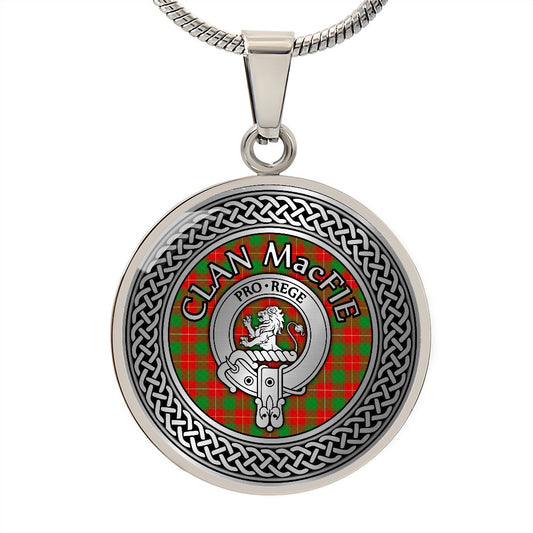 Clan MacFie Crest & Tartan Knot Necklace