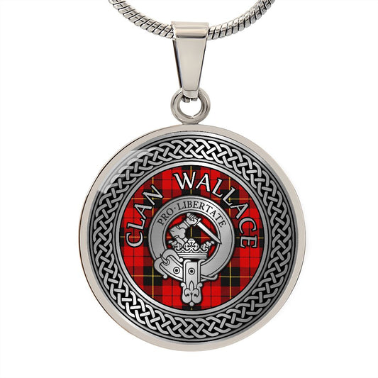 Clan Wallace Crest & Tartan Knot Necklace