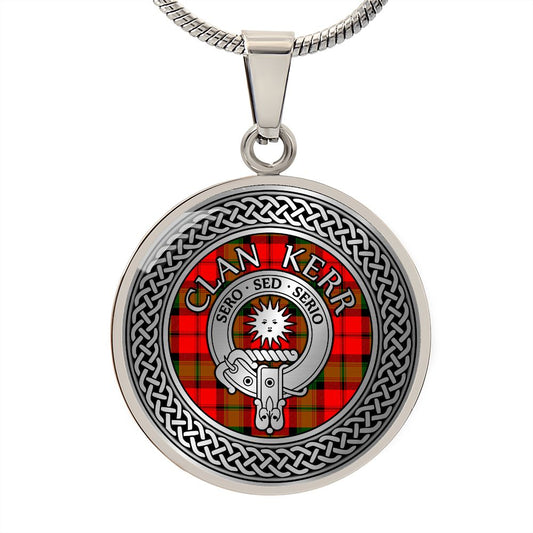 Clan Kerr Crest & Tartan Celtic Knot Necklace