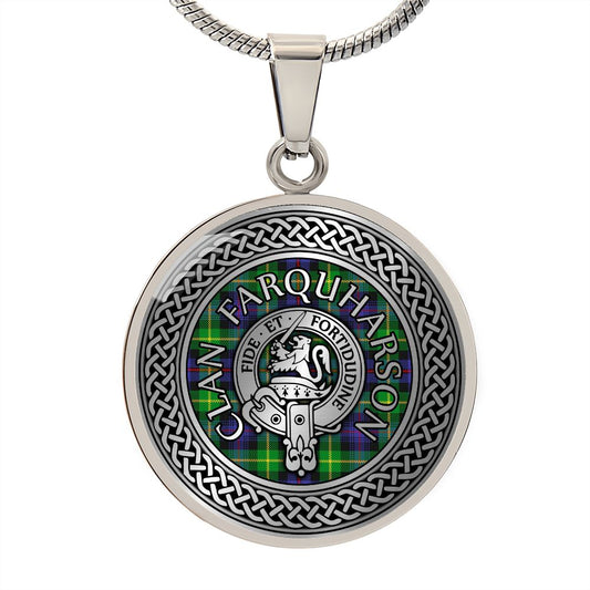 Clan Farquharson Crest & Tartan Celtic Knot Necklace