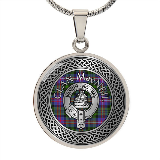 Clan MacNeil Crest & Tartan Knot Necklace