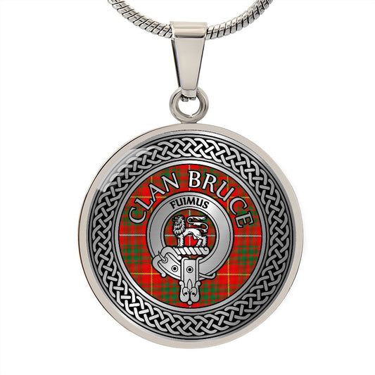Clan Bruce Crest & Tartan Knot Necklace