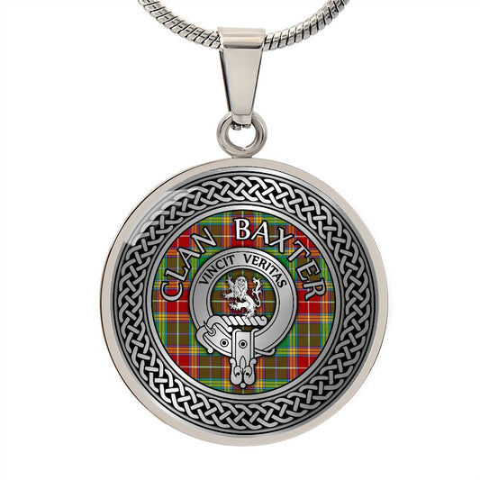 Clan Baxter Crest & Tartan Knot Necklace