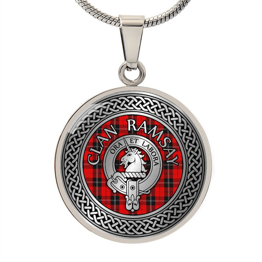 Clan Ramsay Crest & Tartan Knot Necklace