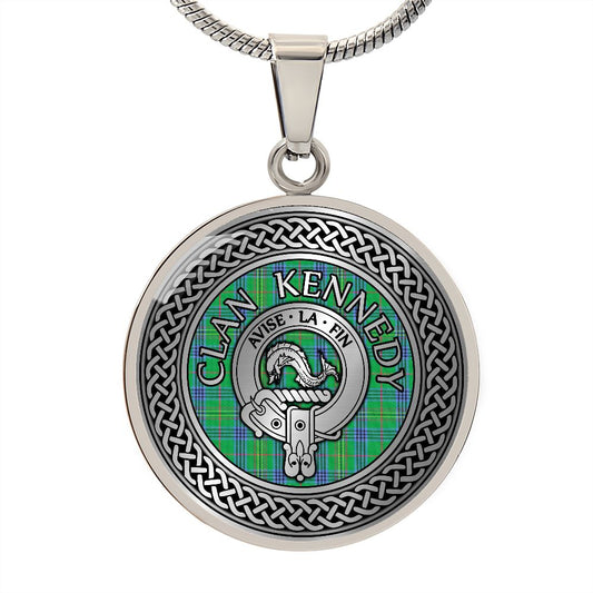 Clan Kennedy Crest & Tartan Knot Necklace