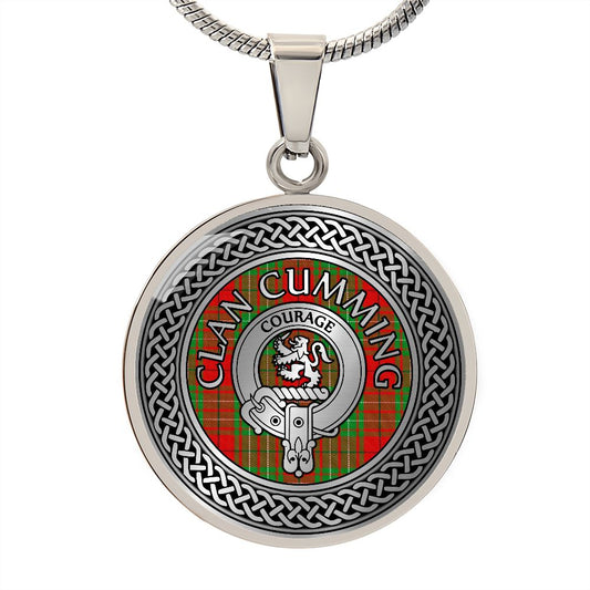 Clan Cumming Crest & Tartan Knot Necklace