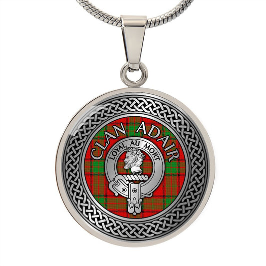 Clan Adair Crest & Tartan Knot Necklace