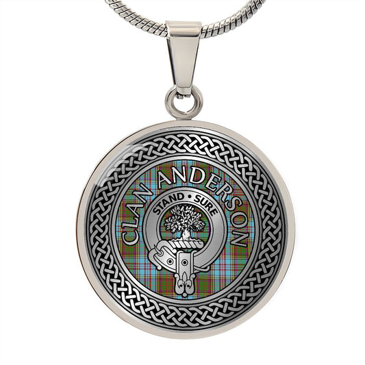 Clan Anderson Crest & Tartan Knot Necklace