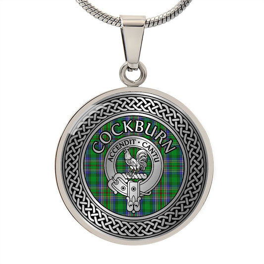 Clan Cockburn Crest & Tartan Knot Necklace