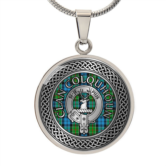 Clan Colquhoun Crest & Tartan Knot Necklace