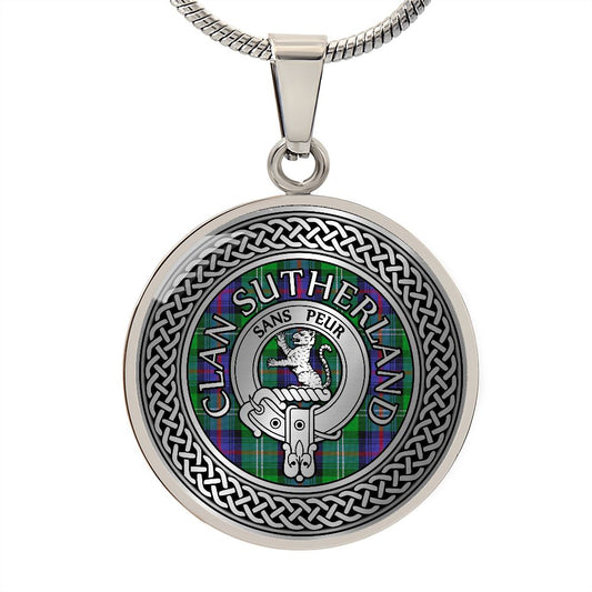 Clan Sutherland Crest & Tartan Knot Necklace