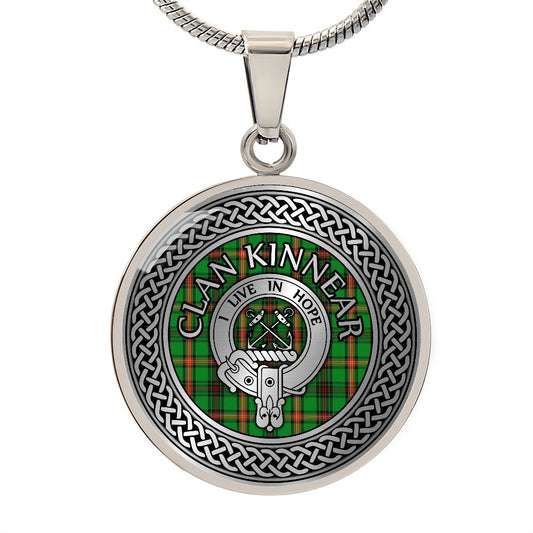 Clan Kinnear Crest & Tartan Knot Necklace