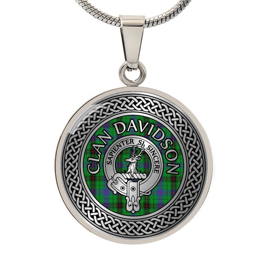 Clan Davidson Crest & Tartan Knot Necklace