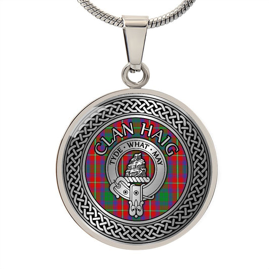 Clan Haig Crest & Tartan Knot Necklace