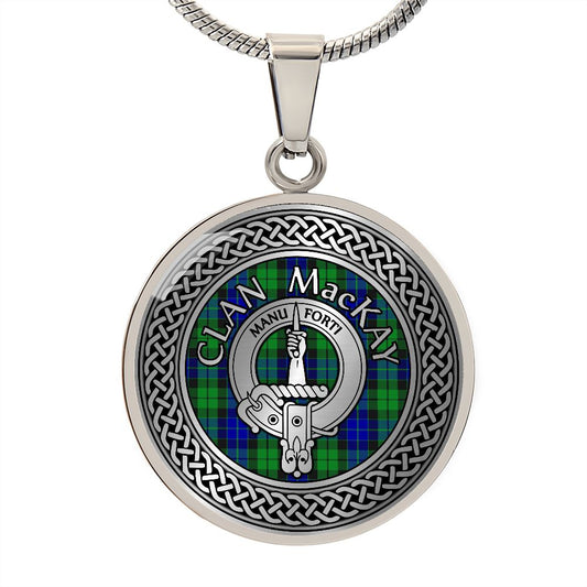 Clan MacKay Crest & Tartan Knot Necklace