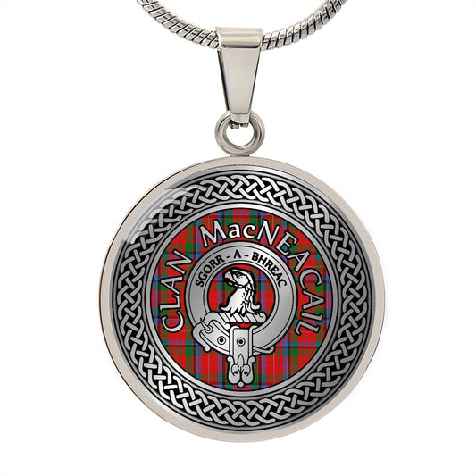 Clan MacNeacail Crest & Tartan Celtic Knot Necklace
