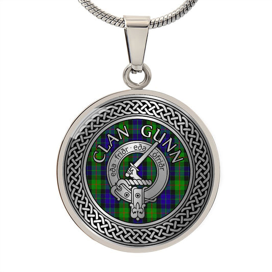 Clan Gunn Crest & Tartan Knot Necklace