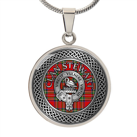 Clan Stewart Crest & Tartan Knot Necklace