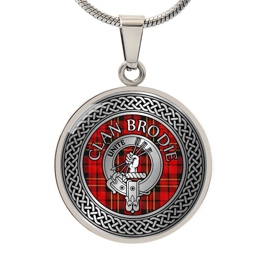 Clan Brodie Crest & Tartan Knot Necklace