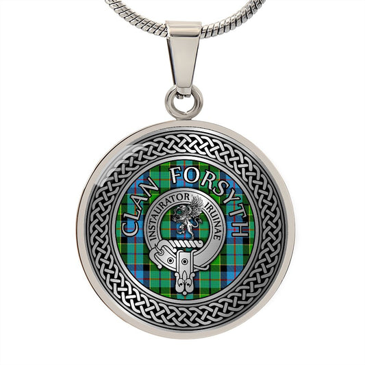Clan Forsyth Crest & Tartan Knot Necklace