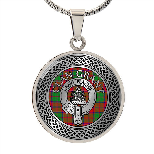 Clan Grant Crest & Tartan Knot Necklace