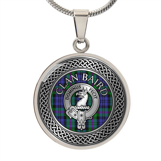Clan Baird Crest & Tartan Knot Necklace
