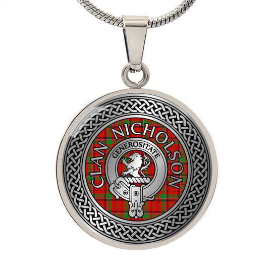 Clan Nicholson Crest & Tartan Knot Necklace